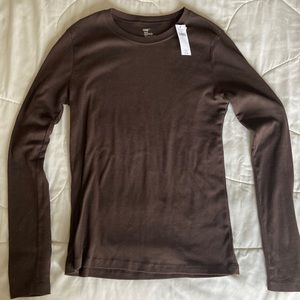 GAP long sleeved crew neck T-shirt- Brown